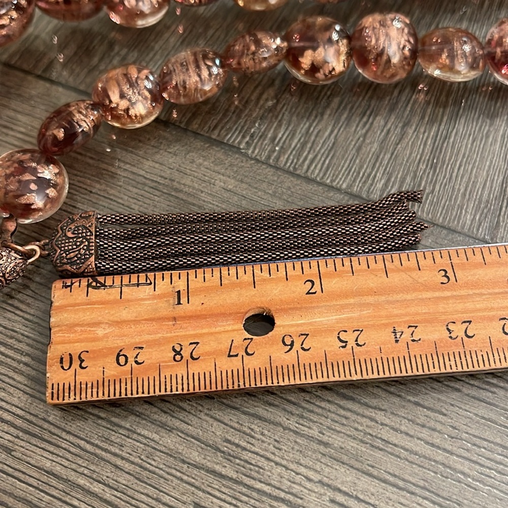 Coldwater Creek Copper Colored Murano Glass Beads & Antique Copper Chain - Picture 15 of 16